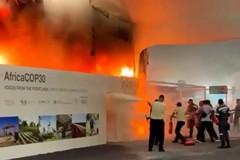 Incêndio atinge parte do pavilhão da COP30, em Belém