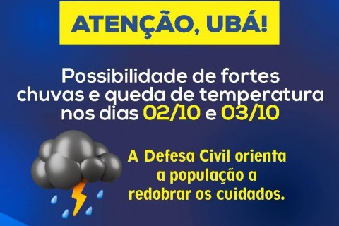 A previsão indica chuvas fortes e queda de temperatura para esta sexta-feira (02) e sábado (03).