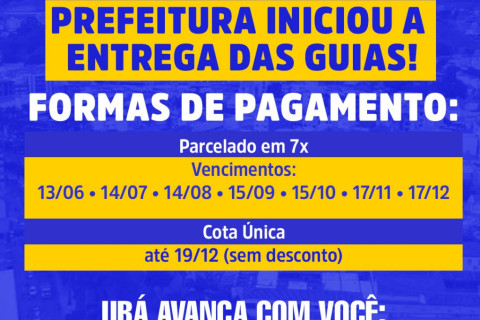 Prefeitura de Ubá inicia distribuição das guias do IPTU 2025