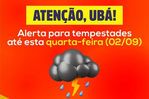A Defesa Civil emitiu aviso meteorológico para tempestades até as 9h desta quarta-feira (2).